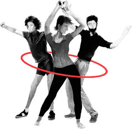 imagen de personas bailando acompasadas representando servico diseños web