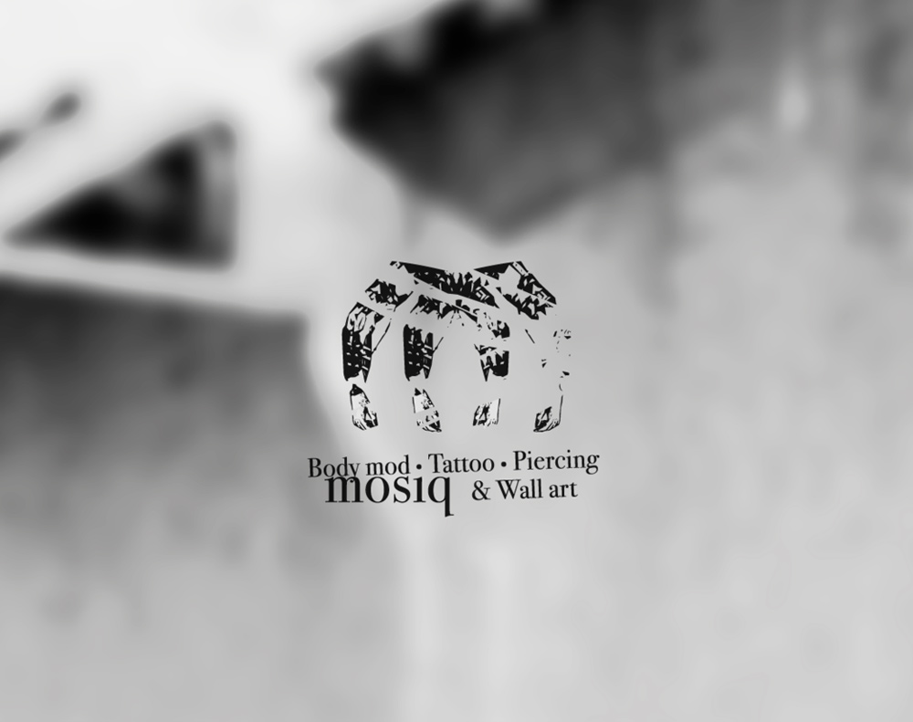 diseño de logotipo para mosiq body mod tattoo piercing and wall art