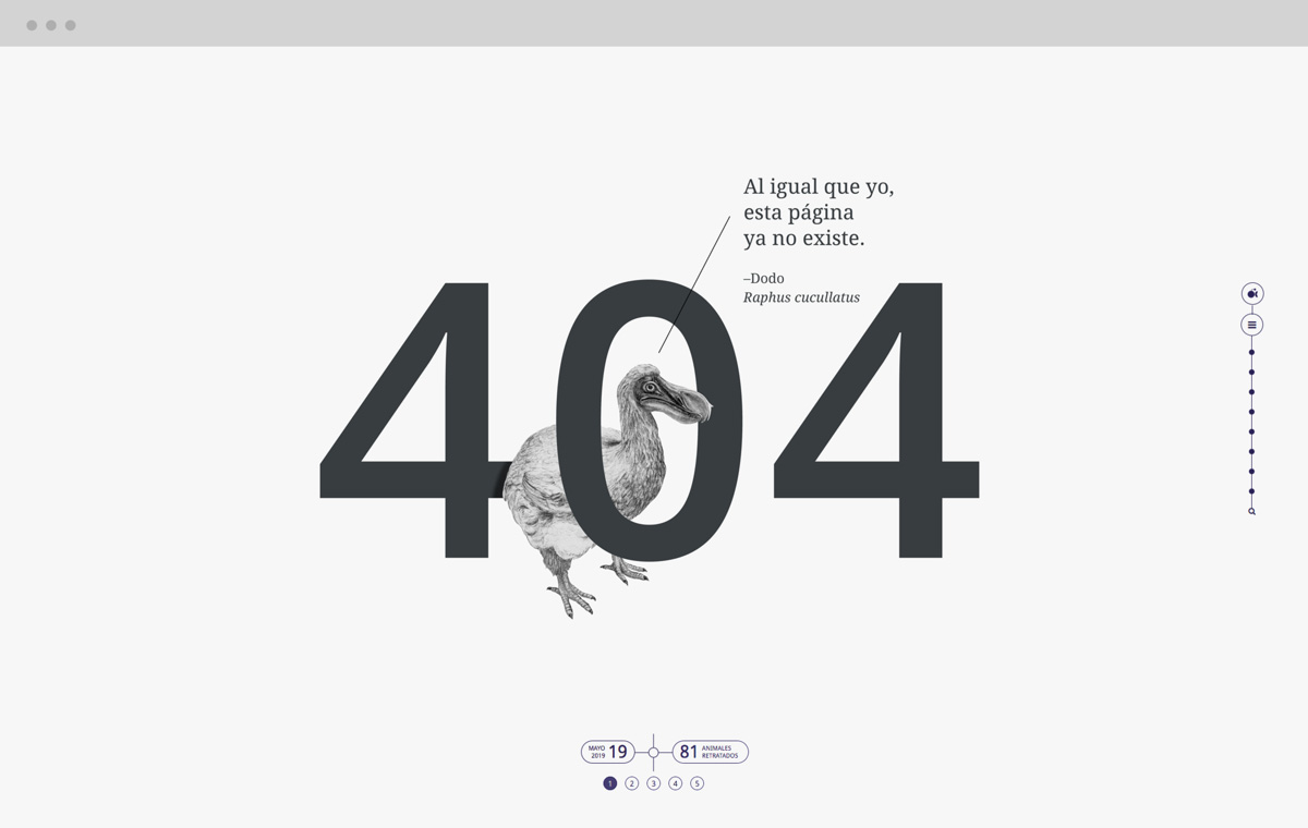 diseño web de página 404 para Artimalia