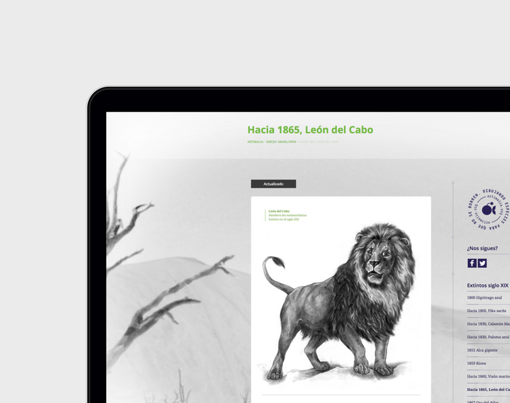 presentación diseño página web de blog de naturaleza Artimalia en laptop