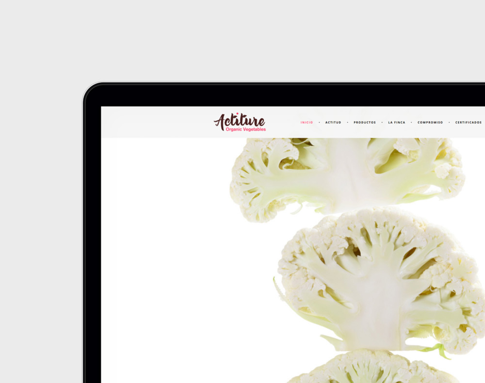 presentación diseño página web de producto agrícola bio Actiture en laptop