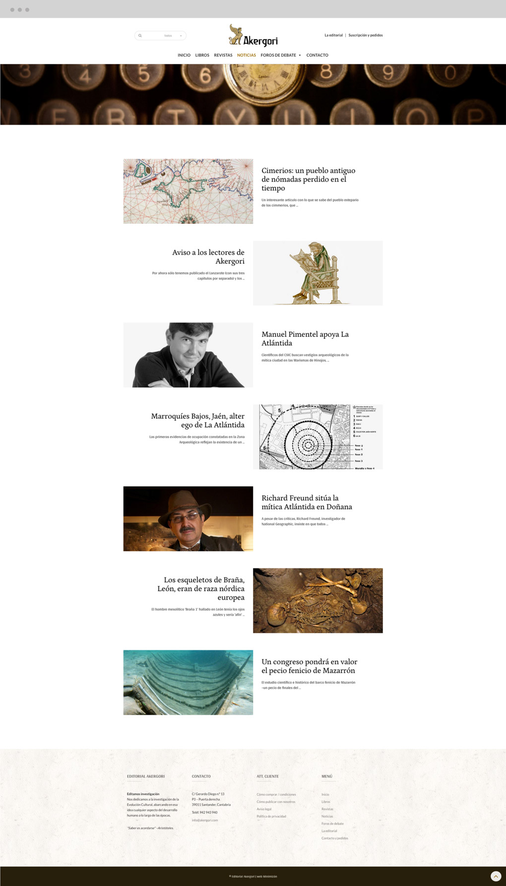 diseño de layout responsivo en desktop para la web Editorial Akergori de Germán Cabello Catena sección Blog