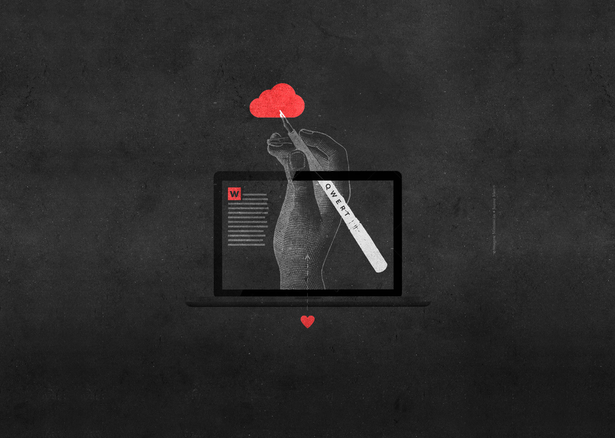 imagen de laptop con pluma en mano representando servico copywriting