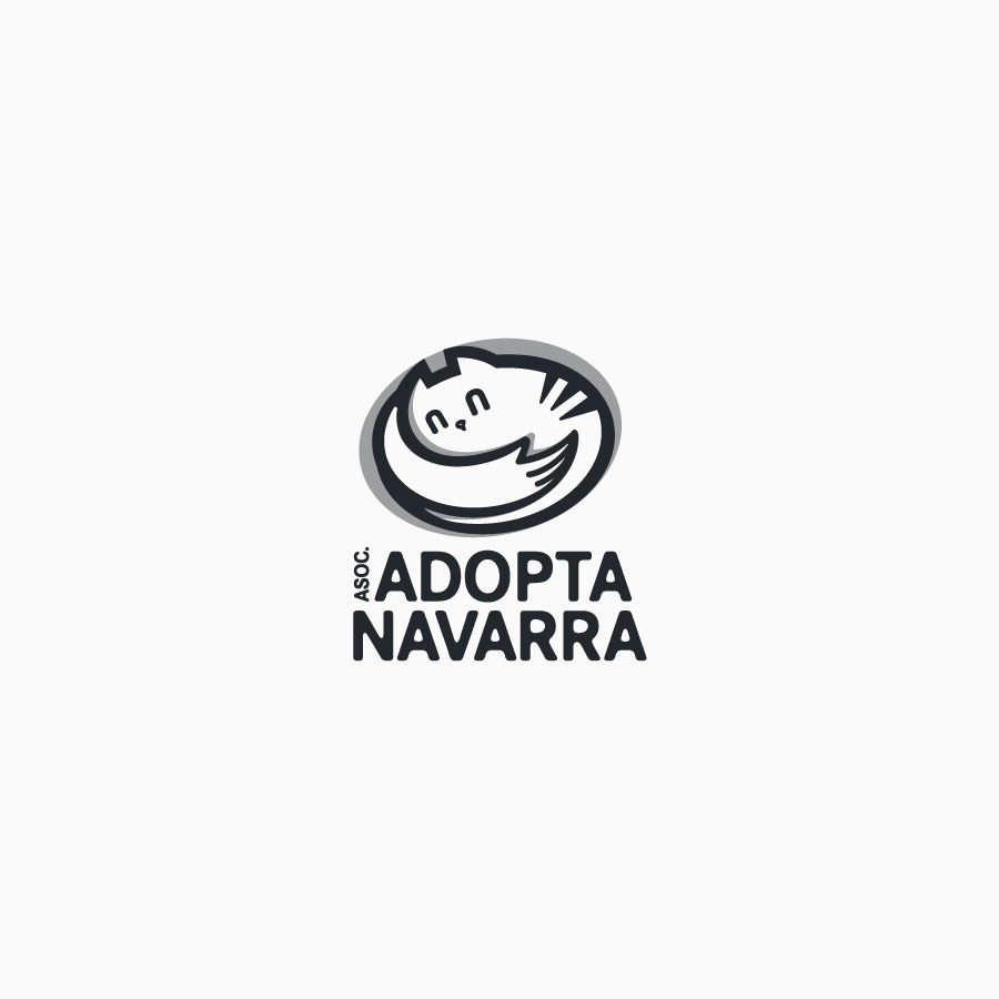 diseño de logotipo de Adopta Navarra blanco y negro