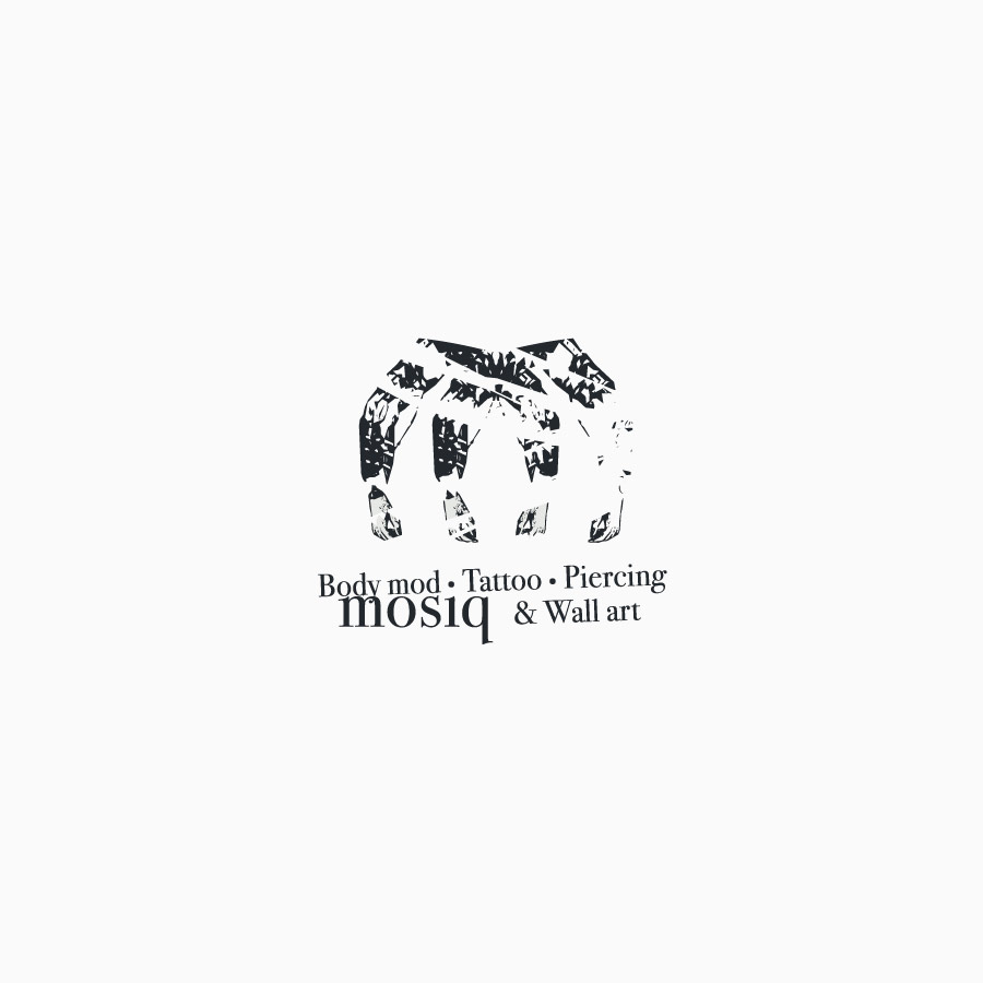 diseño de logotipo de mosiq blanco y negro