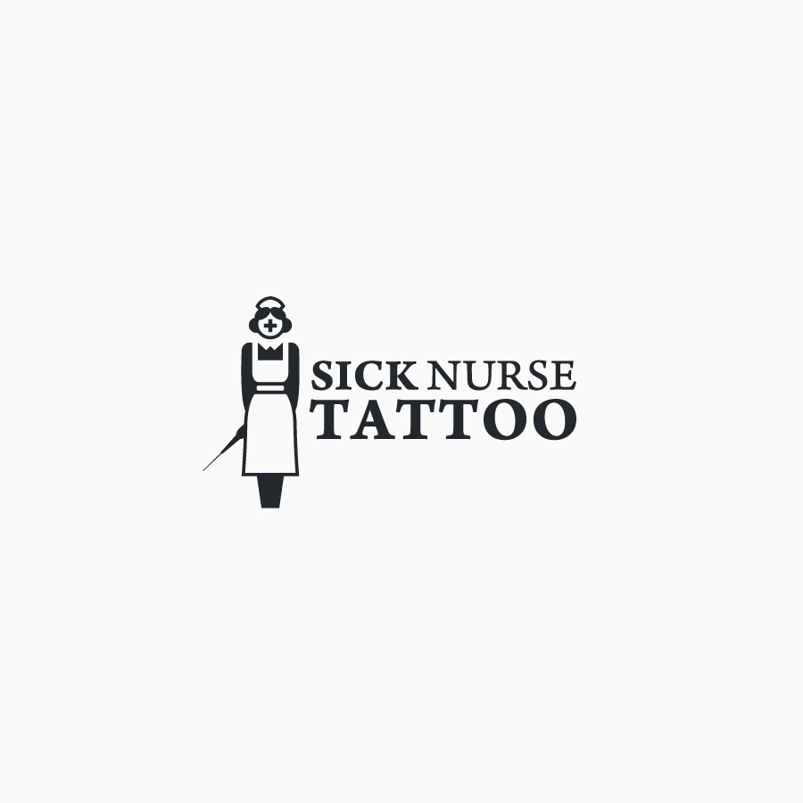 diseño de logotipo de Sick Nurse Tattoo blanco y negro